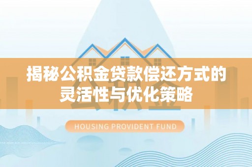 孝南揭秘公积金贷款偿还方式的灵活性与优化策略